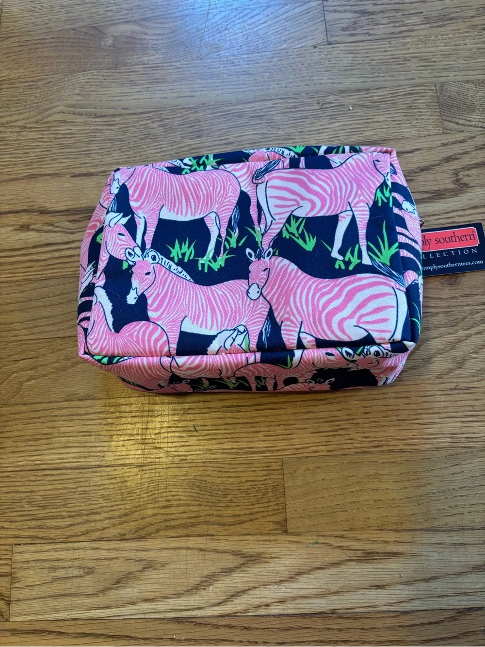 NWT Simply Southern Zippered Cosmetics Make Up Toiletries Bag Zebra Print